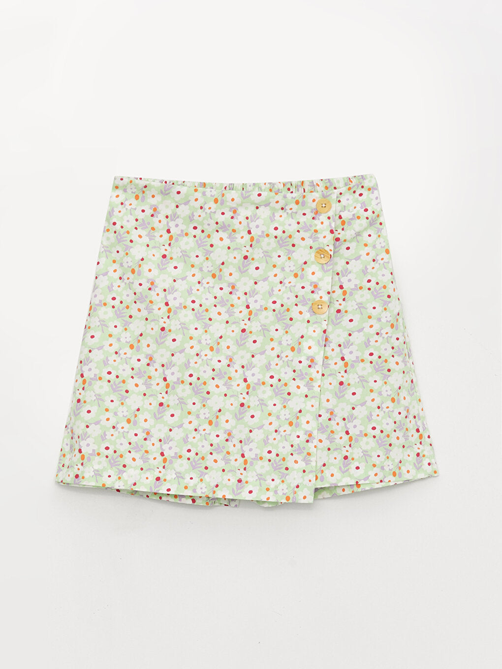 Patterned Girl's Shorts Skirt with Elastic Waist