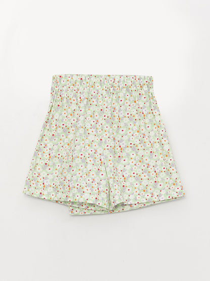 Patterned Girl's Shorts Skirt with Elastic Waist