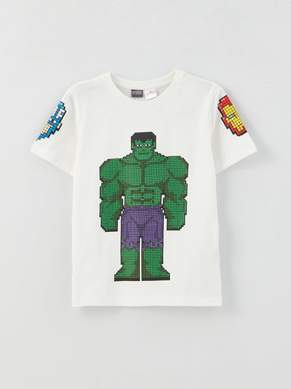 Crew Neck Hulk Printed Short Sleeve Boy's T-Shirt