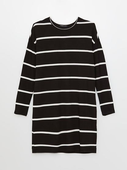 Crew Neck Striped Long Sleeve Oversize Women's Sweatshirt Tunic