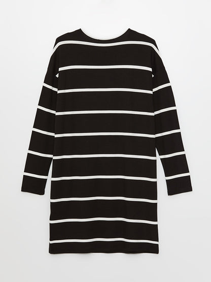 Crew Neck Striped Long Sleeve Oversize Women's Sweatshirt Tunic