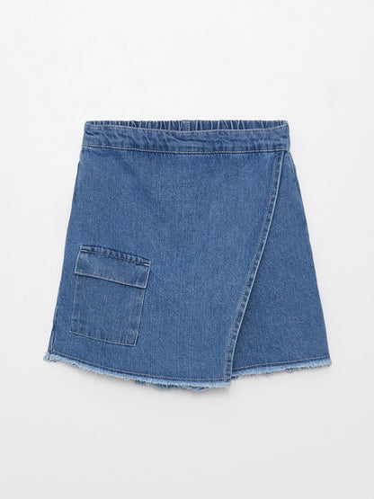 Girls' Jean Shorts Skirt with Elastic Waist