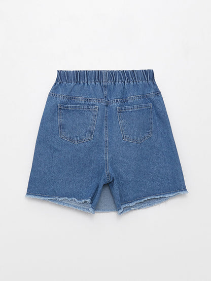 Girls' Jean Shorts Skirt with Elastic Waist