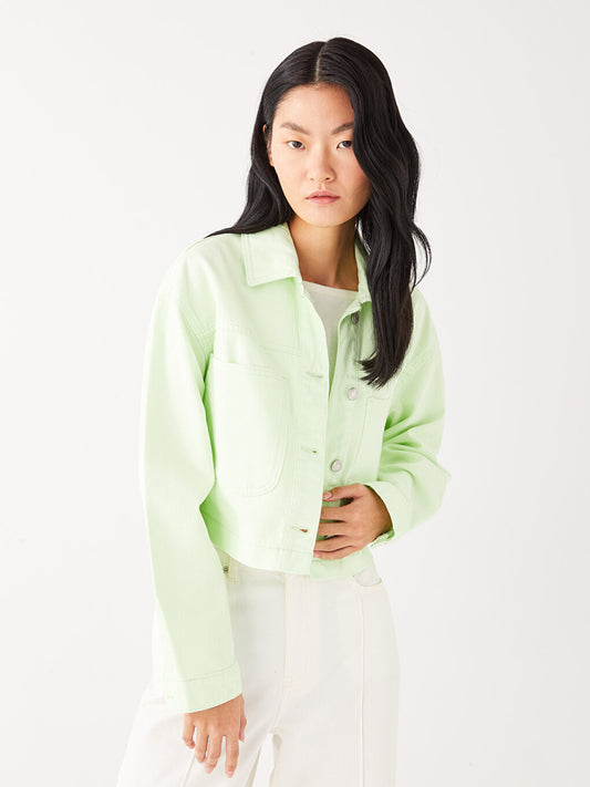 Shirt Collar Plain Long Sleeve Gabardine Women's Jacket