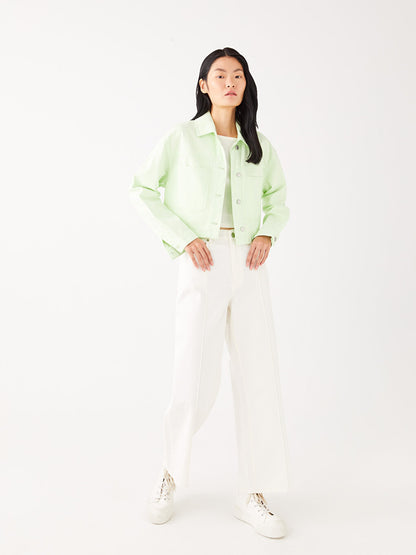 Shirt Collar Plain Long Sleeve Gabardine Women's Jacket