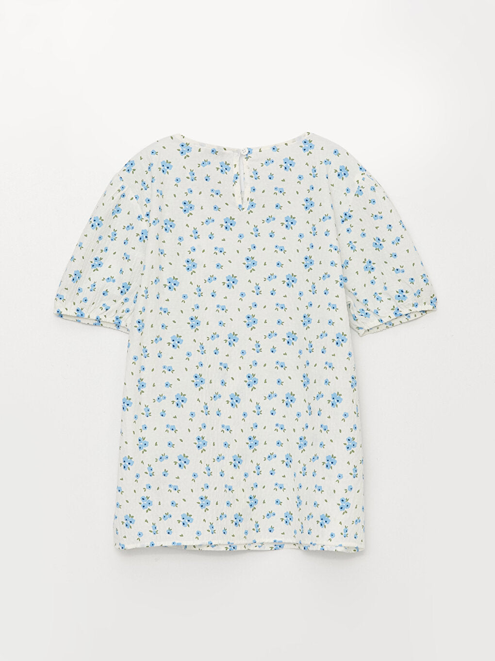 Crew Neck Patterned Short Sleeve Girl's Blouse