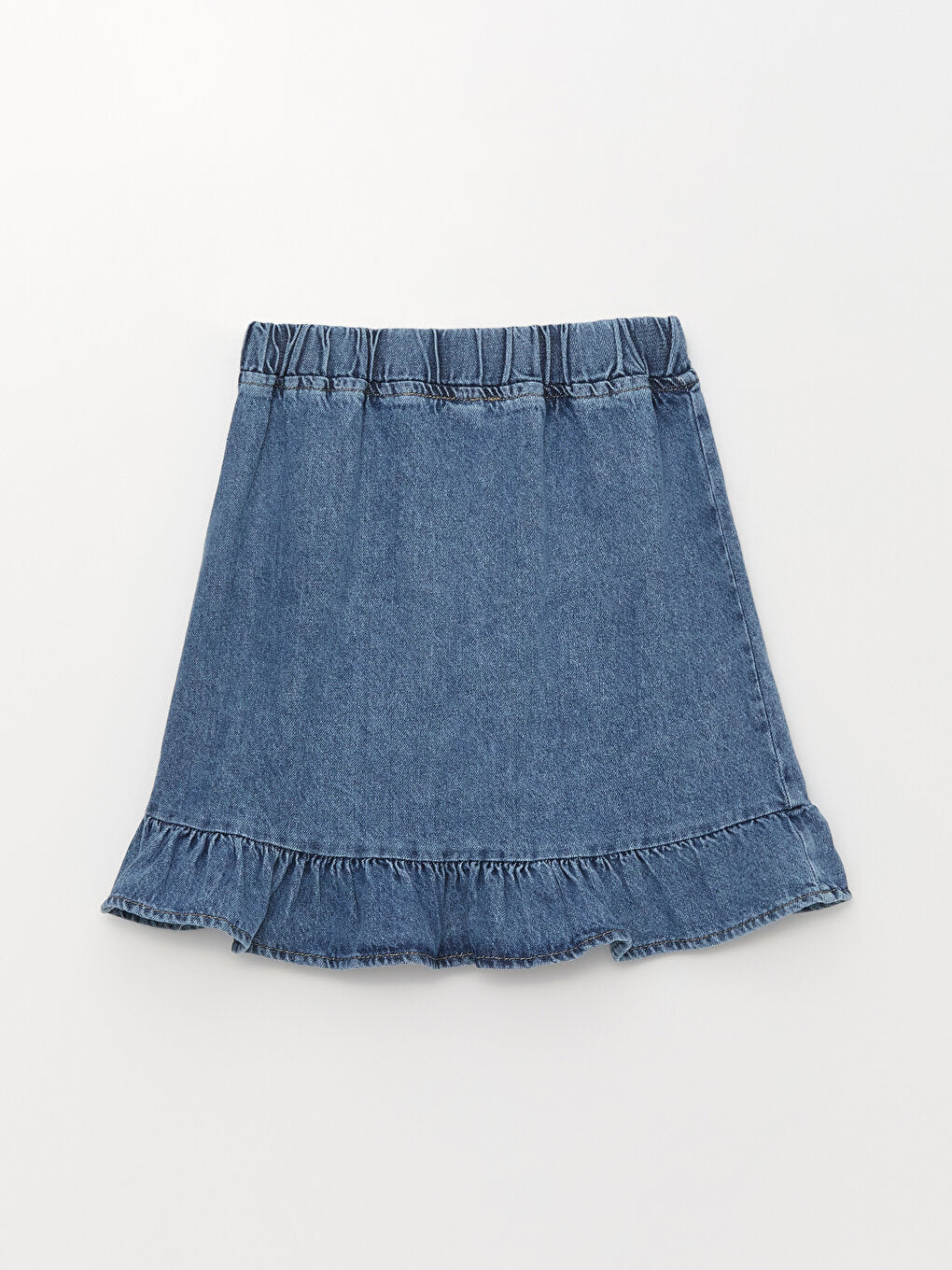 Girl's Ruffled Jean Skirt with Elastic Waist