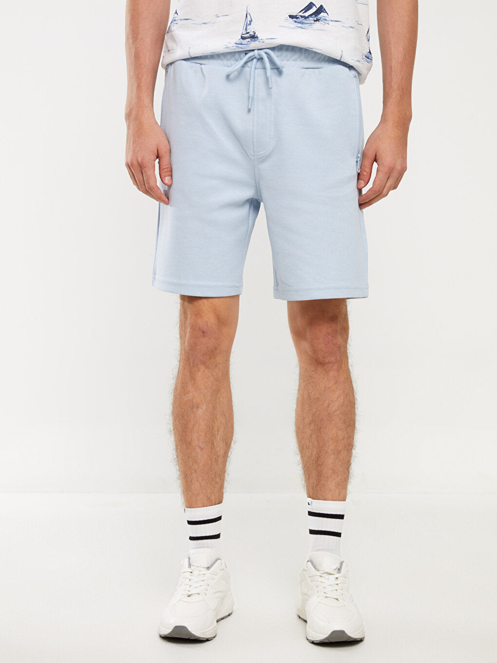 Slim Fit Men's Shorts with Waist Tie Detail