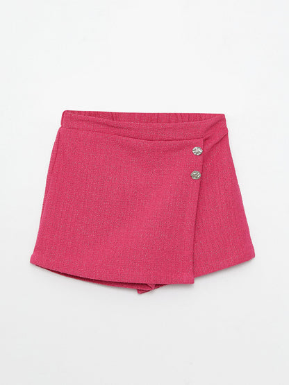 Self Patterned Girl's Shorts Skirt with Elastic Waist