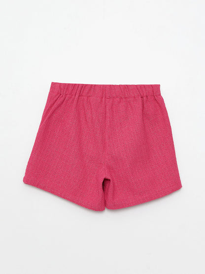 Self Patterned Girl's Shorts Skirt with Elastic Waist