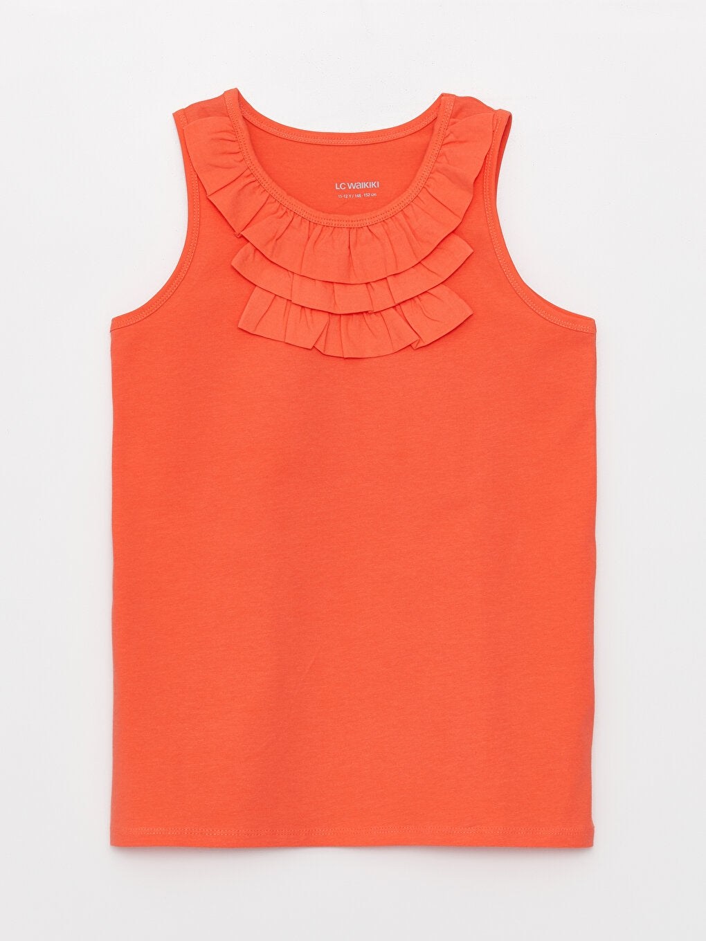 Crew Neck Ruffle Detailed Girl's Tank Top