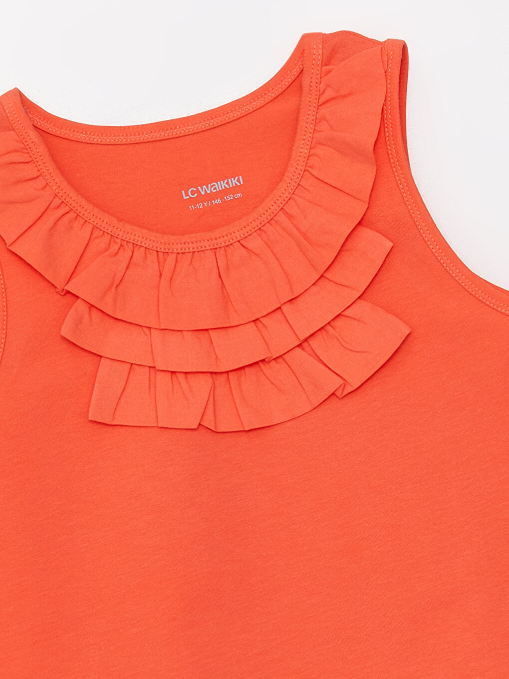 Crew Neck Ruffle Detailed Girl's Tank Top