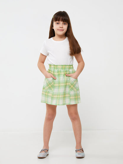 Plaid Girl's Skirt with Elastic Waist