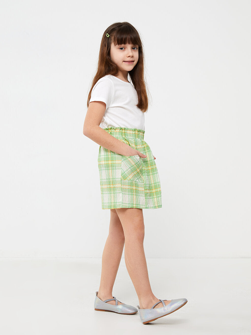 Plaid Girl's Skirt with Elastic Waist