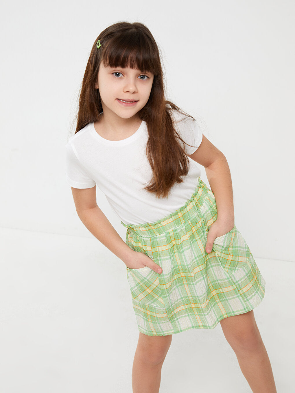 Plaid Girl's Skirt with Elastic Waist