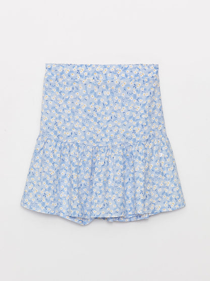 Patterned Girl's Skirt with Elastic Waist