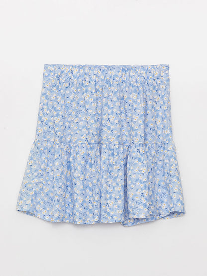 Patterned Girl's Skirt with Elastic Waist