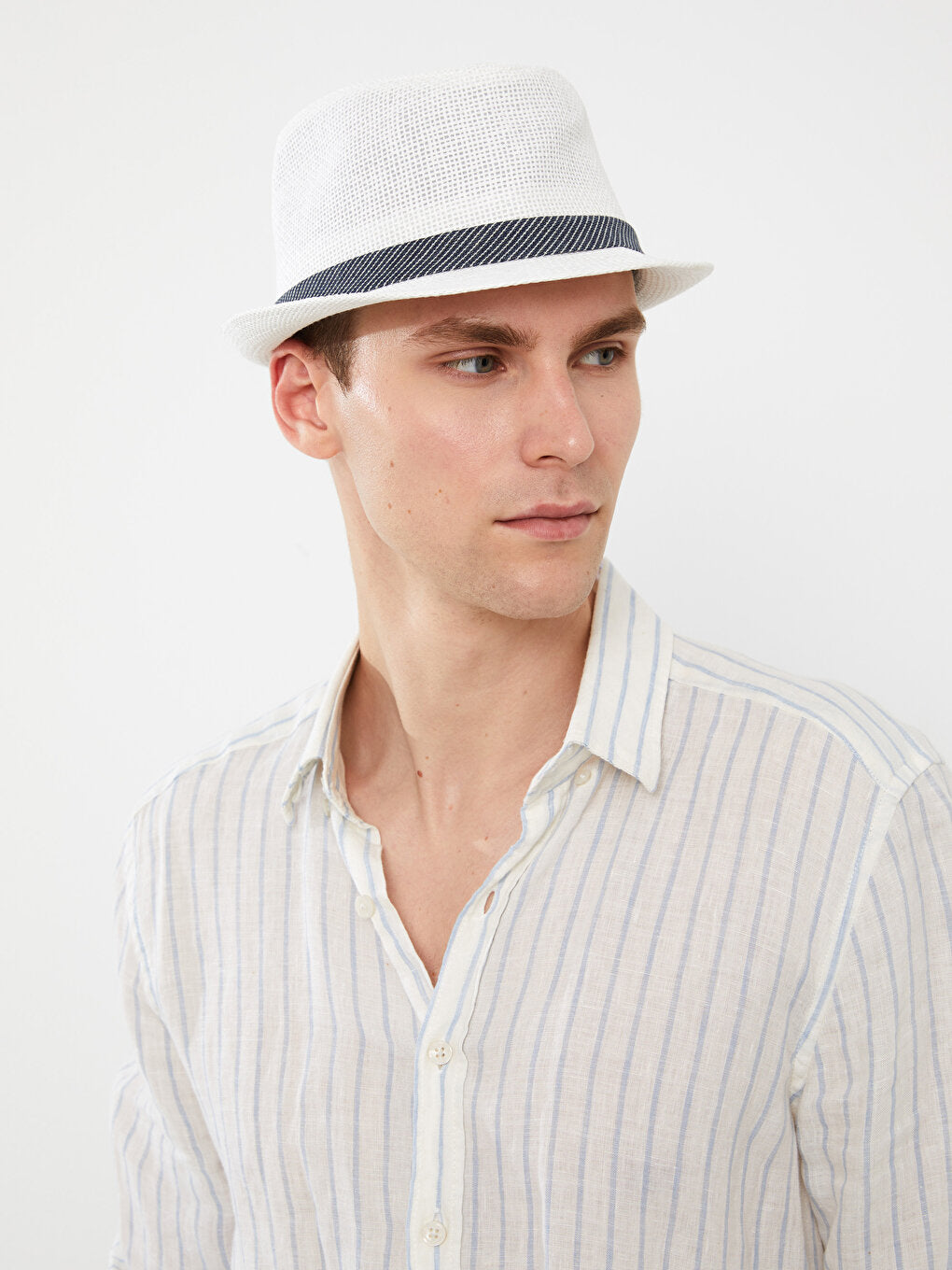 Piped Straw Men's Fedora Hat