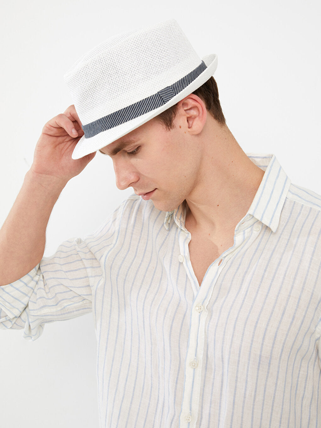 Piped Straw Men's Fedora Hat