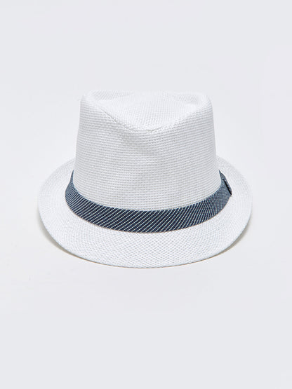 Piped Straw Men's Fedora Hat