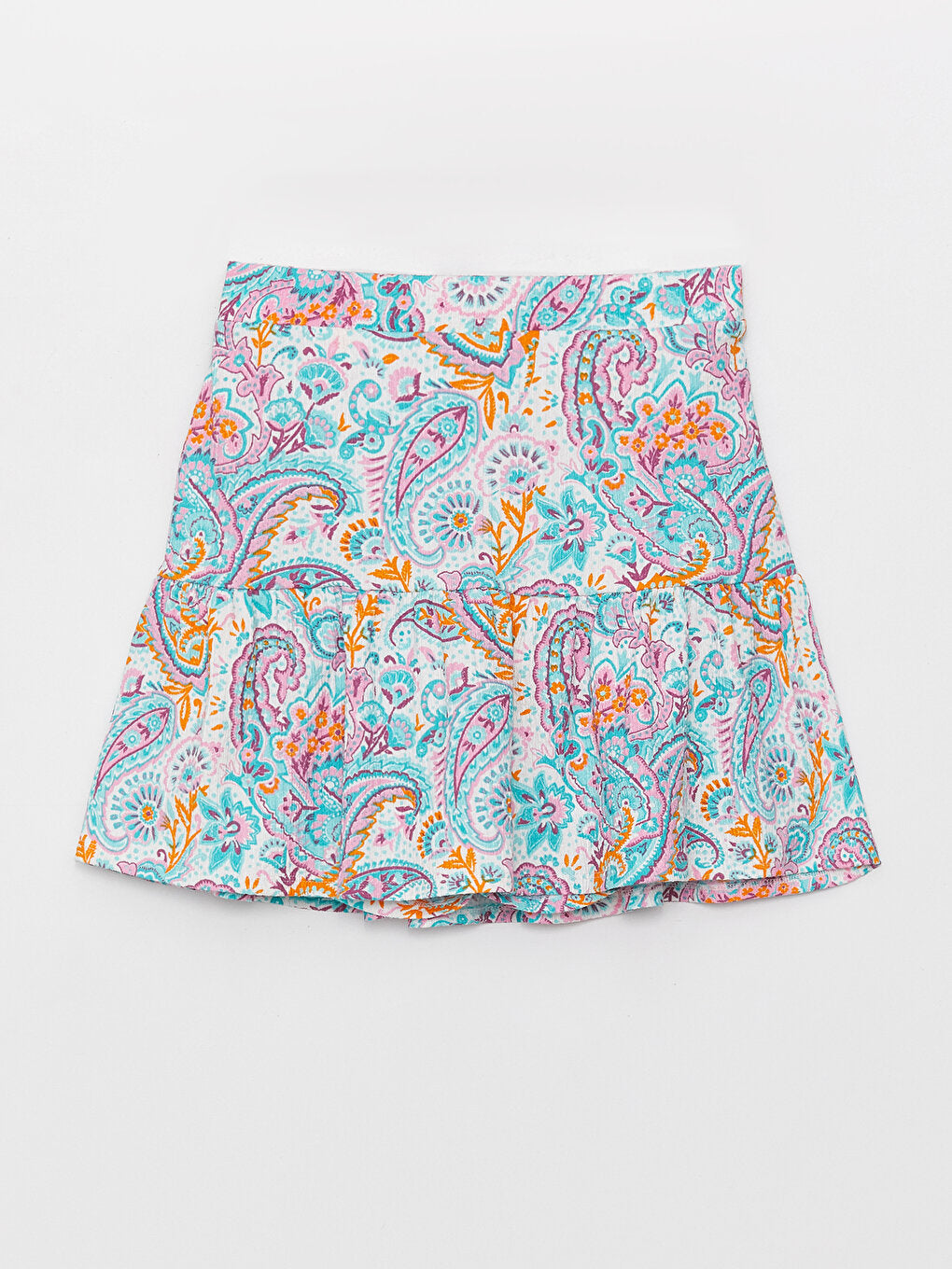 Patterned Girl's Skirt with Elastic Waist