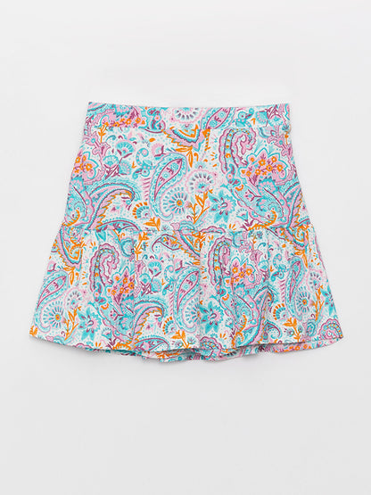 Patterned Girl's Skirt with Elastic Waist