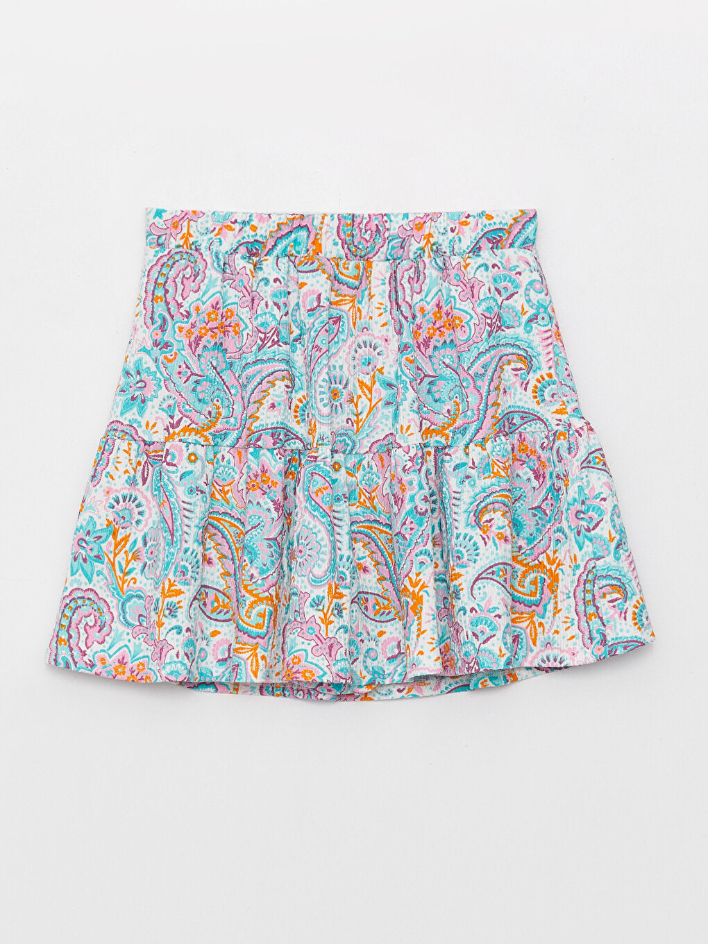 Patterned Girl's Skirt with Elastic Waist