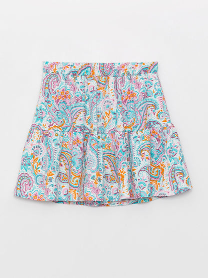 Patterned Girl's Skirt with Elastic Waist