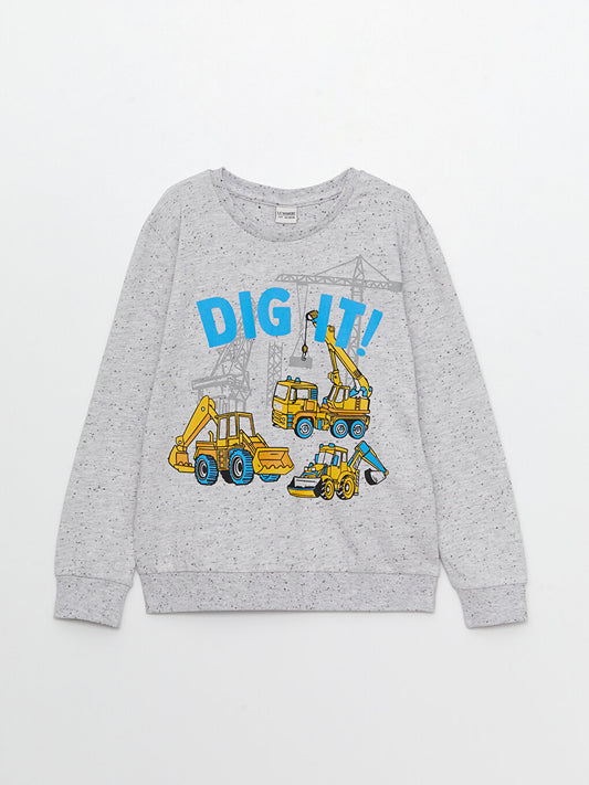 Crew Neck Printed Long Sleeve Boys' T-Shirt