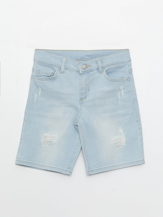 Ripped Detailed Boy Jean Shorts