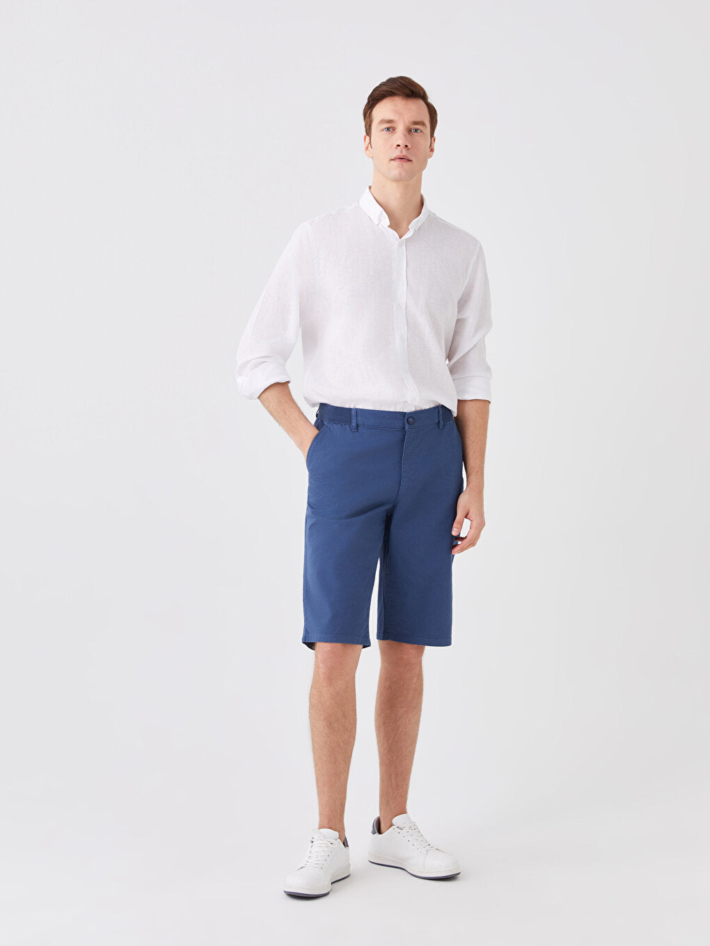 Comfortable Fit Gabardine Men's Bermuda Shorts