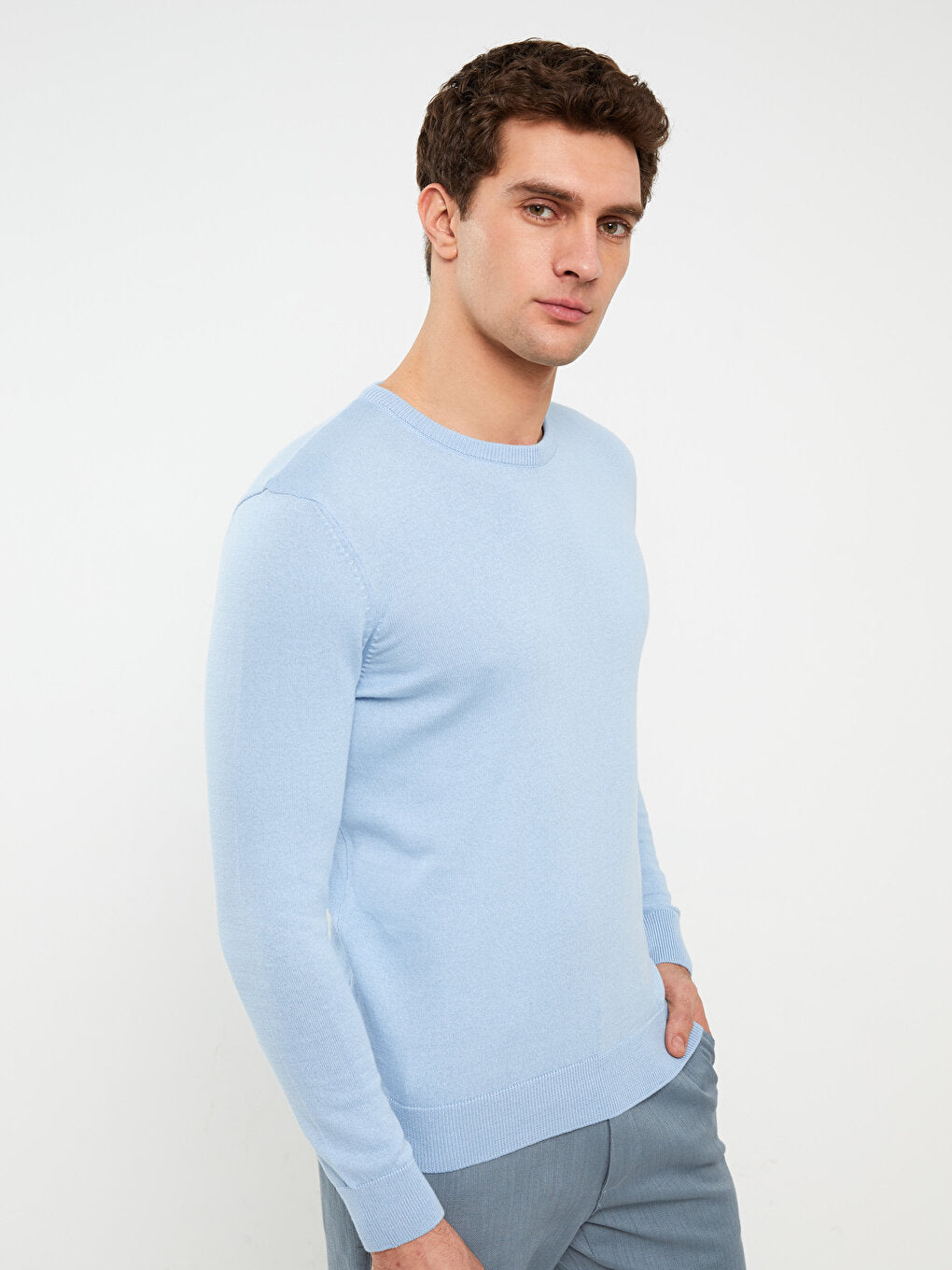 Crew Neck Long Sleeve Men's Knitwear Sweater