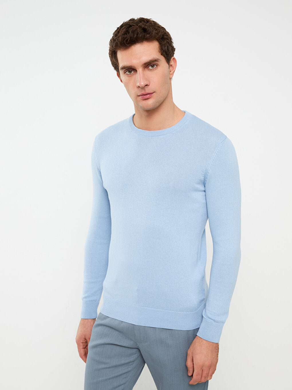 Crew Neck Long Sleeve Men's Knitwear Sweater