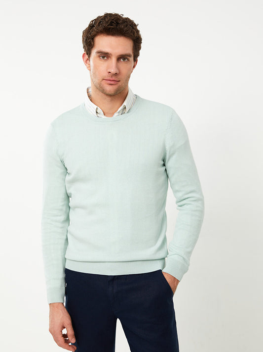 Crew Neck Long Sleeve Men's Knitwear Sweater