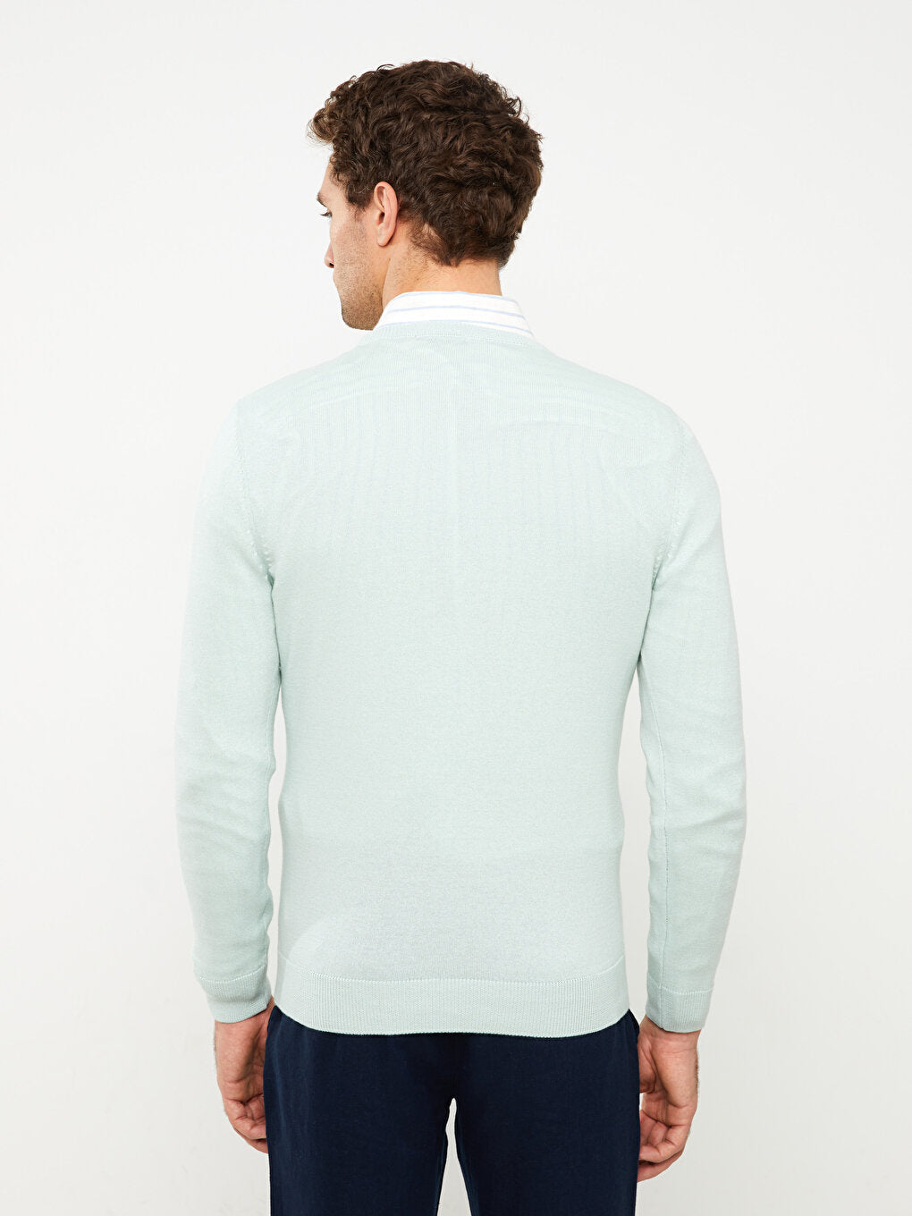 Crew Neck Long Sleeve Men's Knitwear Sweater