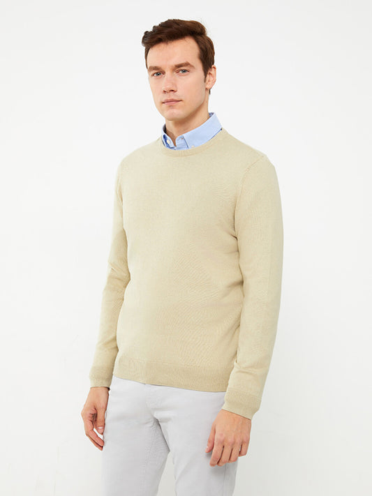 Crew Neck Long Sleeve Men's Knitwear Sweater