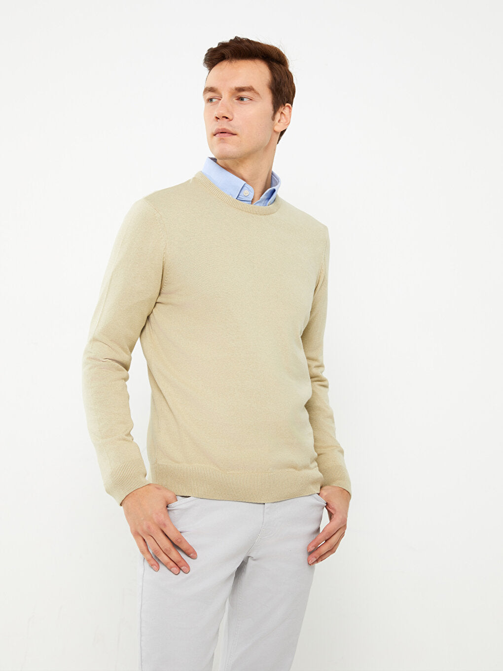 Crew Neck Long Sleeve Men's Knitwear Sweater