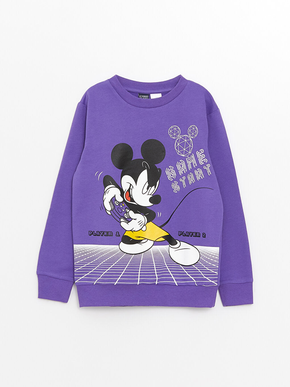 Crew Neck Mickey Mouse Printed Long Sleeve Boy's Sweatshirt