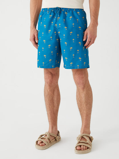 Knee-Length Patterned Men's Swim Shorts