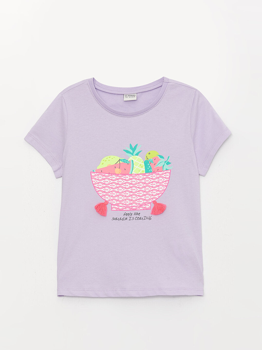 Crew Neck Printed Short Sleeve Girls' T-Shirt