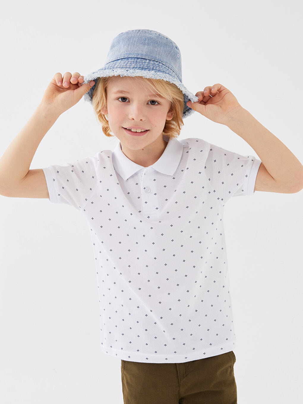 Polo Neck Printed Short Sleeve Boys' T-Shirt