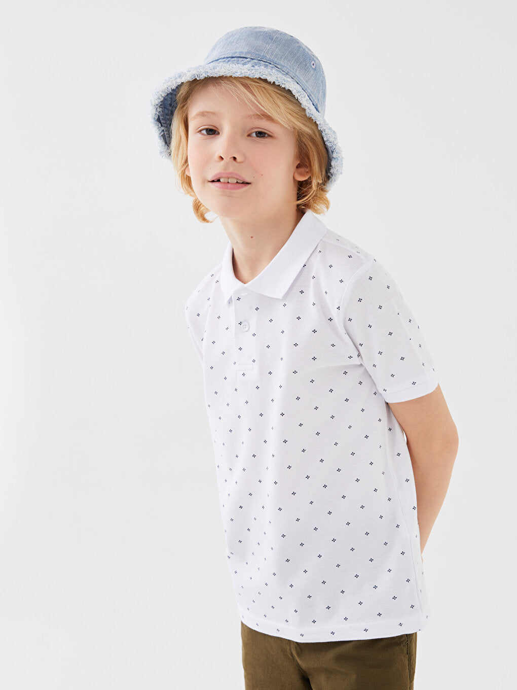 Polo Neck Printed Short Sleeve Boys' T-Shirt