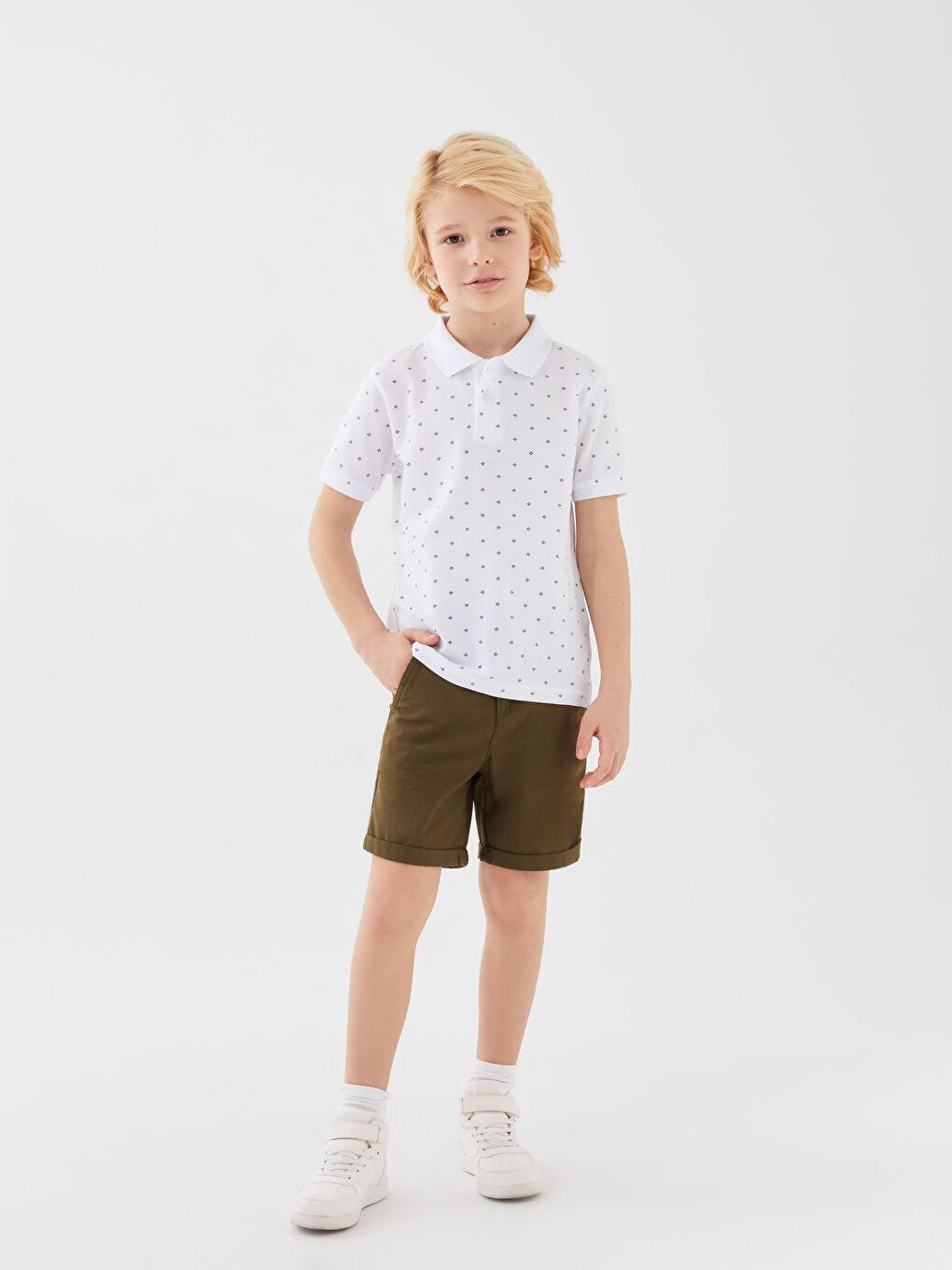 Polo Neck Printed Short Sleeve Boys' T-Shirt