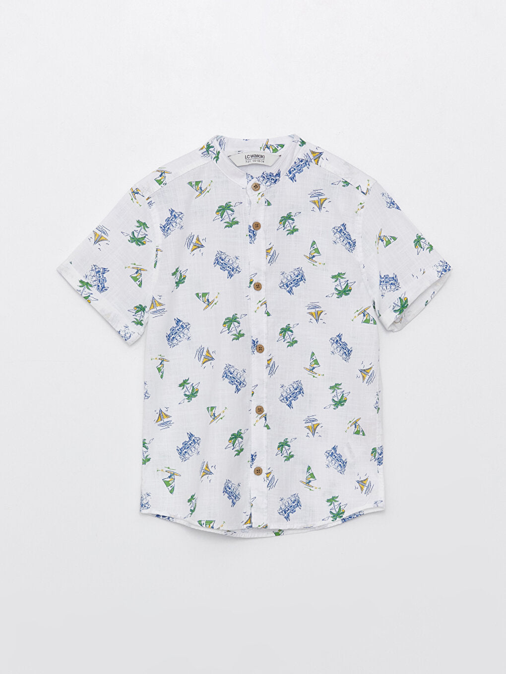 Judge Collar Patterned Short Sleeve Boys' Shirt