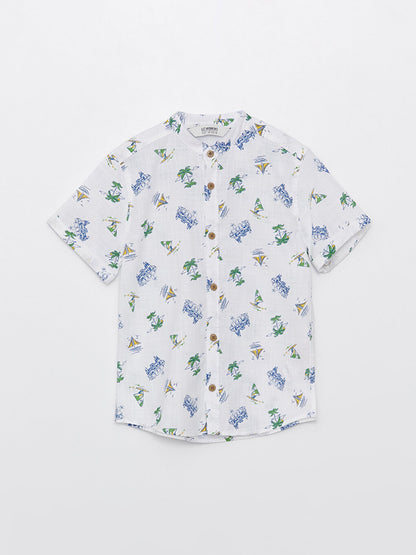 Judge Collar Patterned Short Sleeve Boys' Shirt