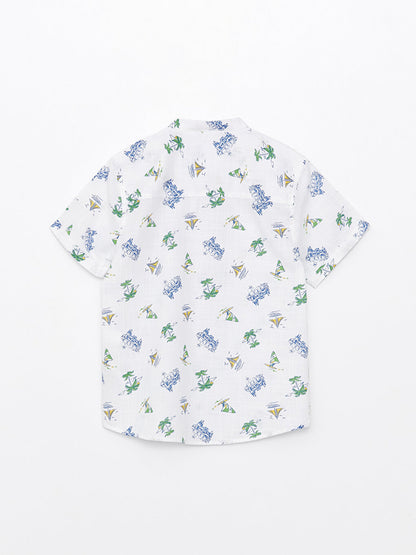 Judge Collar Patterned Short Sleeve Boys' Shirt