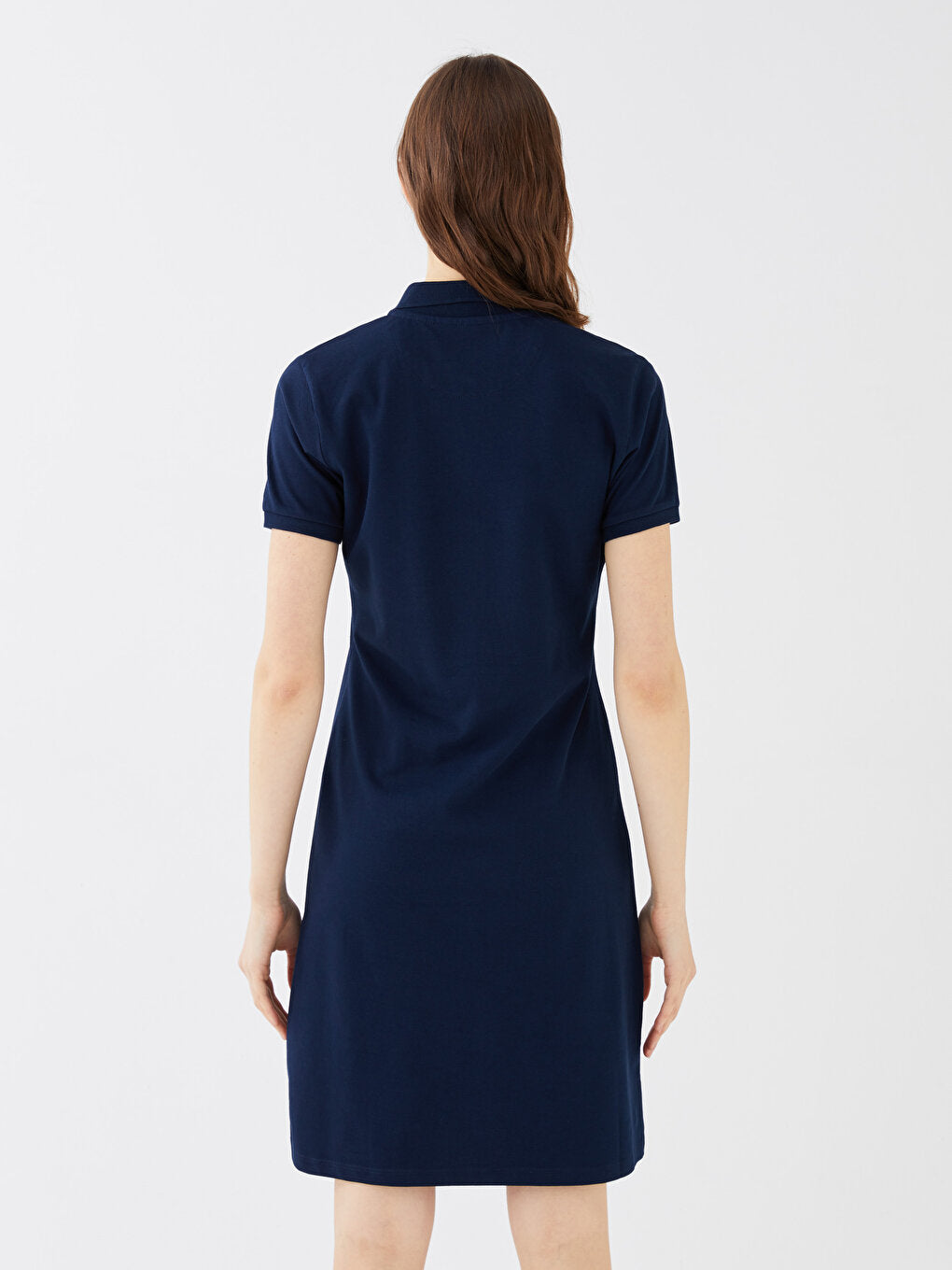 Polo Neck Plain Short Sleeve Women's Dress