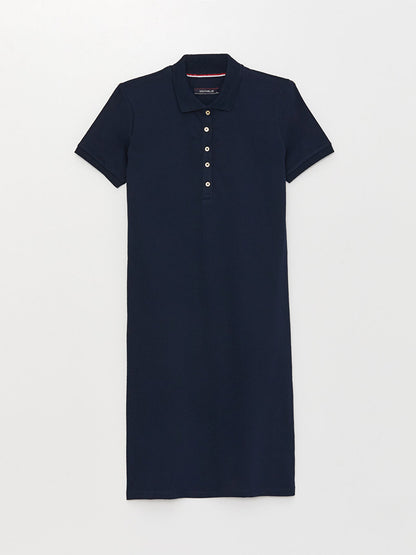 Polo Neck Plain Short Sleeve Women's Dress