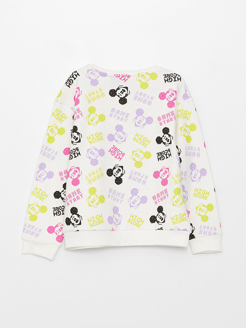 Crew Neck Mickey Mouse Printed Long Sleeve Girl's Sweatshirt