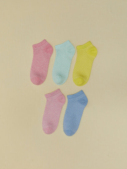 Self-patterned Girl's Booties Socks 5-pack